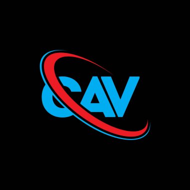 CAV logosu. CAV mektubu. CAV harf logosu tasarımı. Çember ve büyük harfli monogram logosuna bağlı CAV logosu. Teknoloji, iş ve emlak markası için CAV tipografisi.