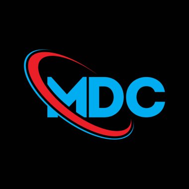 MDC logosu. MDC mektubu. MDC mektup logosu tasarımı. Çember ve büyük harfli monogram logosuna bağlı baş harfler. Teknoloji, iş ve emlak markası için MDC tipografisi.