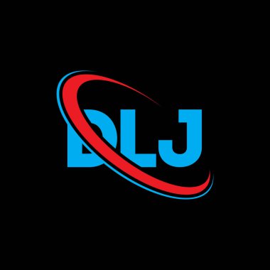 DLJ logosu. DLJ mektubu. DLJ mektup logosu tasarımı. Daire ve büyük harfli monogram logosuyla birleştirilmiş DLJ logosu. Teknoloji, iş ve emlak markası için DLJ tipografisi.