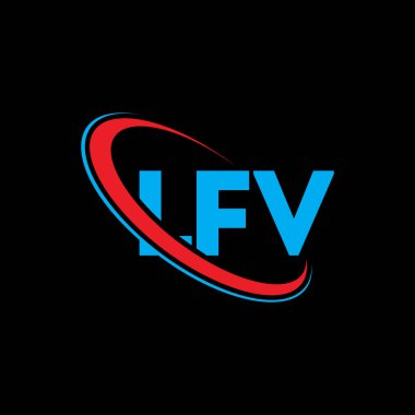LFV logosu. LFV mektubu. LFV harf logosu tasarımı. Çember ve büyük harfli monogram logosuna bağlı ilk LFV logosu. Teknoloji, iş ve emlak markası için LFV tipografisi.