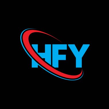 HFY logosu. HFY mektubu. HFY harf logosu tasarımı. Çember ve büyük harfli monogram logosuyla HFY logosunun baş harfleri. Teknoloji, iş ve emlak markası için HFY tipografisi.