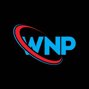 WNP logosu. WNP mektubu. WNP harf logosu tasarımı. Çember ve büyük harfli monogram logosuna bağlı WNP logosu. Teknoloji, iş ve emlak markası için WNP tipografisi.
