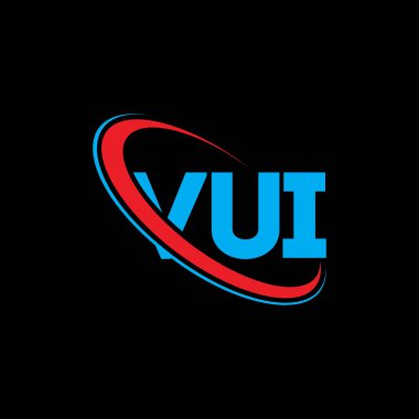 VUI logosu. VUI harfi. VUI harf logosu tasarımı. Çember ve büyük harfli monogram logosuna bağlı VUI logosu. Teknoloji, iş ve emlak markası için VUI tipografisi.
