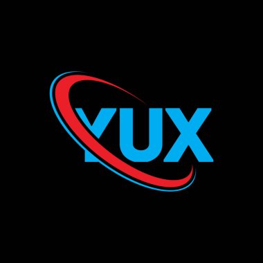 YUX logosu. YUX mektubu. YUX harfli logo tasarımı. Yuvarlak ve büyük harfli monogram logosuyla birleştirilmiş YUX logosu. Teknoloji, iş ve emlak markası için YUX tipografisi.