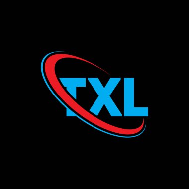 TXL logosu. TXL mektubu. TXL harf logosu tasarımı. Çember ve büyük harfli monogram logosuna bağlı TXL logosu. Teknoloji, iş ve emlak markası için TXL tipografisi.