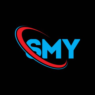 SMY logosu. SMY mektubu. SMY mektup logosu tasarımı. Çember ve büyük harfli monogram logosuna bağlı SMY logosu. Teknoloji, iş ve emlak markası için SMY tipografisi.