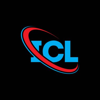 ICL logosu. ICL mektubu. ICL mektup logosu tasarımı. Çember ve büyük harfli monogram logosuna bağlı olan ICL logosu. Teknoloji, iş ve emlak markası için ICL tipografisi.