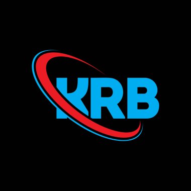 KRB logosu. KRB mektubu. KRB harfli logo tasarımı. Çember ve büyük harfli monogram logosuna bağlı KRB logosu. Teknoloji, iş ve emlak markası için KRB tipografisi.