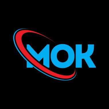 MOK logosu. MOK mektubu. MOK mektup logosu tasarımı. Çember ve büyük harfli monogram logosuna bağlı baş harfler MOK logosu. MOK teknoloji, iş ve emlak markası tipografisi.