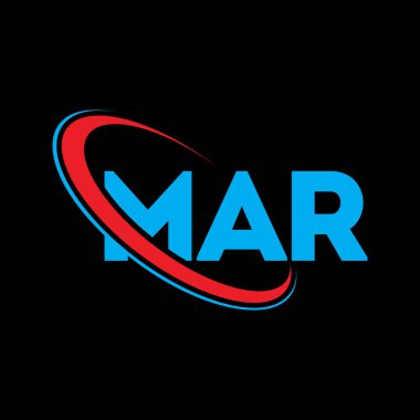 MAR logosu. MAR mektubu. MAR harf logosu tasarımı. Çember ve büyük harfli monogram logosuyla birleştirilmiş MAR logosu. Teknoloji, iş ve emlak markası için MAR tipografisi.