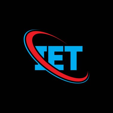 IET logosu. IET mektubu. IET mektup logosu tasarımı. Çember ve büyük harfli monogram logosuna bağlı ilk IET logosu. Teknoloji, iş ve emlak markası için IET tipografisi.