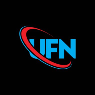 UFN logosu. UFN mektubu. UFN harf logosu tasarımı. Çember ve büyük harfli monogram logosuna bağlı UFN logosu. Teknoloji, iş ve emlak markası için UFN tipografisi.