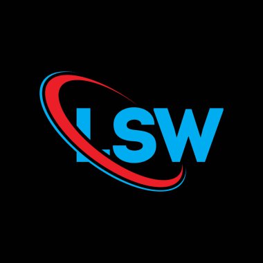 LSW logosu. LSW mektubu. LSW harfli logo tasarımı. Çember ve büyük harfli monogram logosuna bağlı ilk LSW logosu. Teknoloji, iş ve emlak markası için LSW tipografisi.