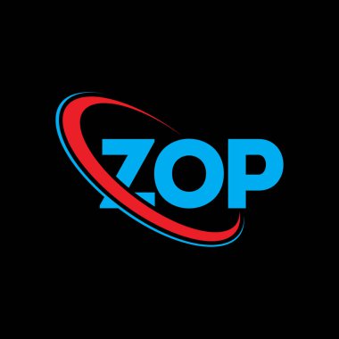 ZOP logosu. ZOP mektubu. ZOP harf logosu tasarımı. Çember ve büyük harfli monogram logosuna bağlı baş harfler ZOP logosu. Teknoloji, iş ve emlak markası için ZOP tipografisi.