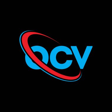 OCV logosu. OCV mektubu. OCV harf logosu tasarımı. Çember ve büyük harfli monogram logosuyla birleştirilmiş OCV logosu. Teknoloji, iş ve emlak markası için OCV tipografisi.