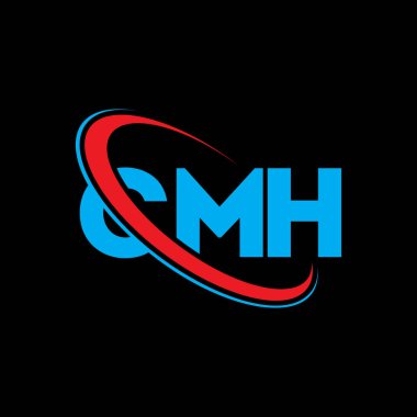 CMH logosu. CMH mektubu. CMH harf logosu tasarımı. Çember ve büyük harfli monogram logosuna bağlı baş harfler. Teknoloji, iş ve emlak markası için CMH tipografisi.