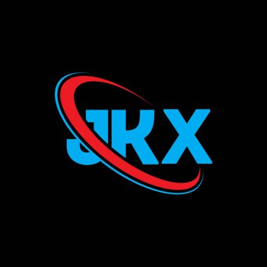 JKX logosu. JKX mektubu. JKX harfli logo tasarımı. Çember ve büyük harfli monogram logosuna bağlı baş harfler JKX logosu. Teknoloji, iş ve emlak markası için JKX tipografisi.