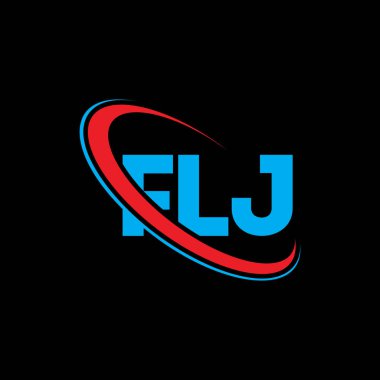 FLJ logosu. FLJ mektubu. FLJ harf logosu tasarımı. Çember ve büyük harfli monogram logosuna bağlı FLJ logosu. Teknoloji, iş ve emlak markası için FLJ tipografisi.