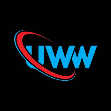 UWW logosu. UWW mektubu. UWW harf logosu tasarımı. Çember ve büyük harfli monogram logosuna bağlı baş harfler UWW logosu. Teknoloji, iş ve emlak markası için UWW tipografisi.