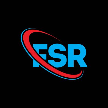 FSR logosu. FSR mektubu. FSR harf logosu tasarımı. Çember ve büyük harfli monogram logosuna bağlı FSR logosu. Teknoloji, iş ve emlak markası için FSR tipografisi.