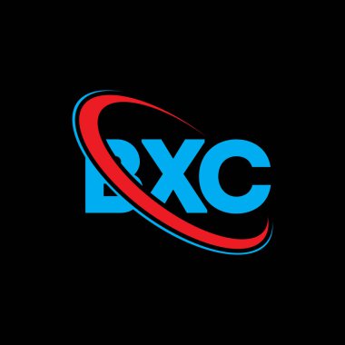 BXC logosu. BXC mektubu. BXC harf logosu tasarımı. Çember ve büyük harfli monogram logosuyla birleştirilmiş BXC logosu. Teknoloji, iş ve emlak markası için BXC tipografisi.