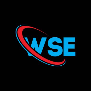 WSE logosu. WSE mektubu. WSE mektup logosu tasarımı. Çember ve büyük harfli monogram logosuna bağlı WSE logosu. WSE teknoloji, iş ve gayrimenkul markası tipografisi.