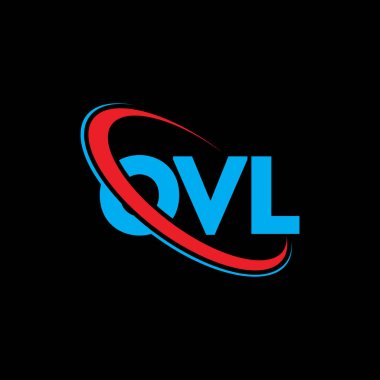 OVL logosu. OVL mektubu. OVL harf logosu tasarımı. Çember ve büyük harfli monogram logosuyla birleştirilmiş OVL logosu. Teknoloji, iş ve emlak markası için OVL tipografisi.