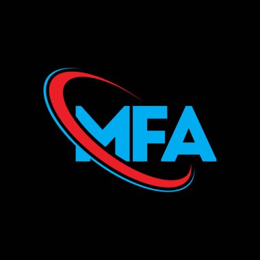 MFA logosu. MFA mektubu. MFA harf logosu tasarımı. Çember ve büyük harfli monogram logosuna bağlı MFA logosu. Teknoloji, iş ve emlak markası için MFA tipografisi.