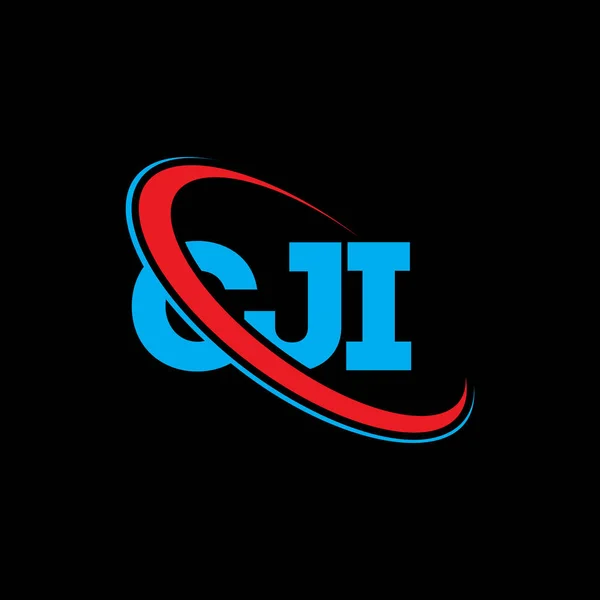 Cjiロゴ Cjiの手紙 Cjiの文字ロゴデザイン 初期のCjiロゴはサークルロゴと大文字のモノグラムロゴにリンクされています テクノロジー ビジネス 不動産ブランドのためのCjiタイポグラフィ — ストックベクタ