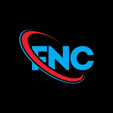 FNC logosu. FNC mektubu. FNC mektup logosu tasarımı. Çember ve büyük harfli monogram logosuna bağlı FNC logosu. Teknoloji, iş ve emlak markası için FNC tipografisi.