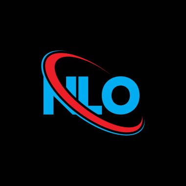 NLO logosu. NLO mektubu. NLO harf logosu tasarımı. Çember ve büyük harfli monogram logosuna bağlı NLO logosu. Teknoloji, iş ve emlak markası için NLO tipografisi.