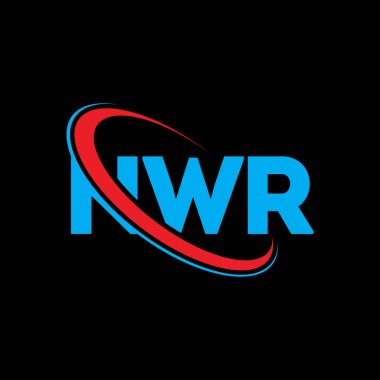 NWR logosu. NWR mektubu. NWR harf logosu tasarımı. Çember ve büyük harfli monogram logosuna bağlı NWR logosu. Teknoloji, iş ve emlak markası için NWR tipografisi.