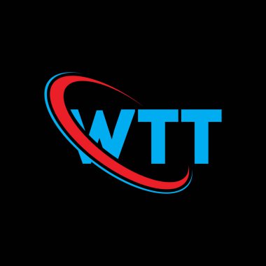 WTT logosu. WTT mektubu. WTT mektup logosu tasarımı. Çember ve büyük harfli monogram logosuna bağlı WTT logosu. Teknoloji, iş ve emlak markası için WTT tipografisi.