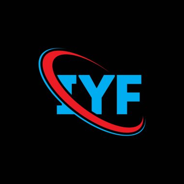 IYF logosu. IYF mektubu. IYF mektup logosu tasarımı. Çember ve büyük harfli monogram logosuna bağlı ilk IYF logosu. Teknoloji, iş ve emlak markası için IYF tipografisi.