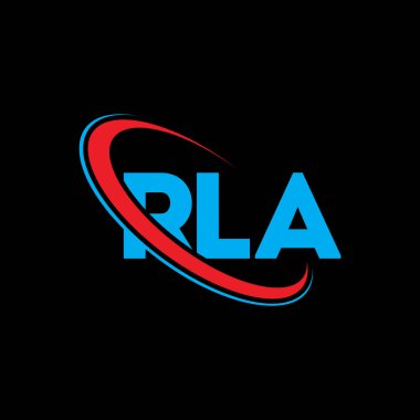 RLA logosu. RLA mektubu. RLA harf logosu tasarımı. Çember ve büyük harfli monogram logosuna bağlı RLA logosu. Teknoloji, iş ve emlak markası için RLA tipografisi.