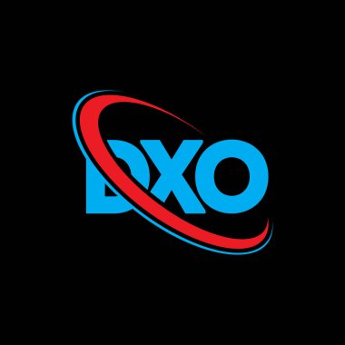 DXO logosu. DXO mektubu. DXO harf logosu tasarımı. Çember ve büyük harfli monogram logosuna bağlı baş harfler DXO logosu. Teknoloji, iş ve emlak markası için DXO tipografisi.