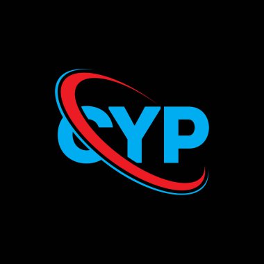 CYP logosu. CYP mektubu. CYP harf logosu tasarımı. Çember ve büyük harfli monogram logosuyla birleştirilmiş CYP logosu. Teknoloji, iş ve emlak markası için CYP tipografisi.