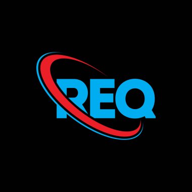 Karargah logosu. Karargah mektubu. Karargah mektup logosu tasarımı. Çember ve büyük harfli monogram logosuna bağlı baş harfler REQ logosu. Teknoloji, iş ve gayrimenkul markaları için genel merkez tipografisi.
