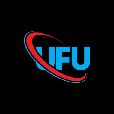 UFU logosu. UFU mektubu. UFU harf logosu tasarımı. Çember ve büyük harfli monogram logosuna bağlı ilk UFU logosu. Teknoloji, iş ve emlak markası için UFU tipografisi.