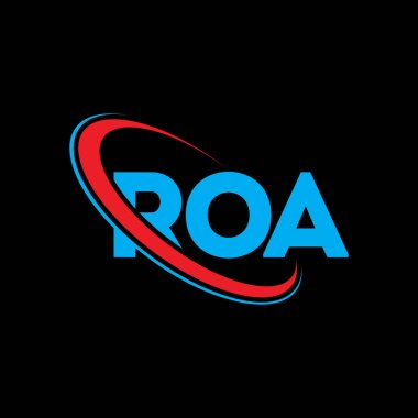 ROA logosu. ROA mektubu. ROA mektup logosu tasarımı. Çember ve büyük harfli monogram logosuyla birleştirilmiş ROA logosu. ROA teknoloji, iş ve emlak markası tipografisi.