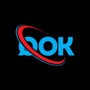 QOK logosu. QOK mektubu. QOK harf logosu tasarımı. Çember ve büyük harfli monogram logosuna bağlı QOK logosu. Teknoloji, iş ve emlak markası için QOK tipografisi.