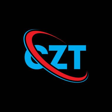 CZT logosu. CZT mektubu. CZT harf logosu tasarımı. Çember ve büyük harfli monogram logosuna bağlı baş harfler. Teknoloji, iş ve emlak markası için CZT tipografisi.