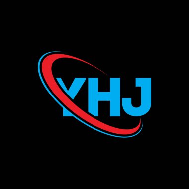 YHJ logosu. YHJ mektubu. YHJ harf logosu tasarımı. Çember ve büyük harfli monogram logosuna bağlı baş harfler YHJ logosu. Teknoloji, iş ve emlak markası için YHJ tipografisi.