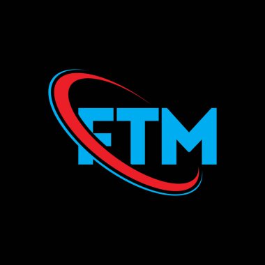 FTM logosu. FTM mektubu. FTM mektup logosu tasarımı. Çember ve büyük harfli monogram logosuna bağlı FTM logosu. Teknoloji, iş ve emlak markası için FTM tipografisi.