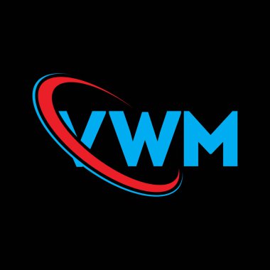 VWM logosu. VWM mektubu. VWM mektup logosu tasarımı. Çember ve büyük harfli monogram logosuna bağlı VWM logosu. Teknoloji, iş ve emlak markası için VWM tipografisi.
