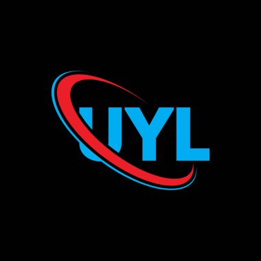 UYL logosu. UYL mektubu. UYL harf logosu tasarımı. Çember ve büyük harfli monogram logosuyla birleştirilmiş UYL logosu. Teknoloji, iş ve emlak markası için UYL tipografisi.