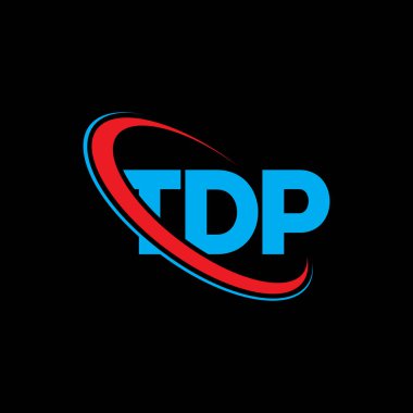 TDP logosu. TDP mektubu. TDP harf logosu tasarımı. Çember ve büyük harfli monogram logosuna bağlı baş harfler TDP logosu. Teknoloji, iş ve emlak markası için TDP tipografisi.