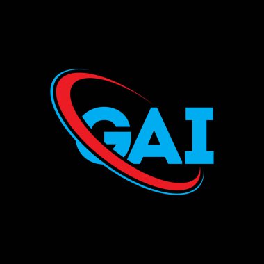 GAI logosu. GAI mektubu. GAI harf logosu tasarımı. Çember ve büyük harfli monogram logosuna bağlı GAI logosu. Teknoloji, iş ve emlak markası için GAI tipografisi.