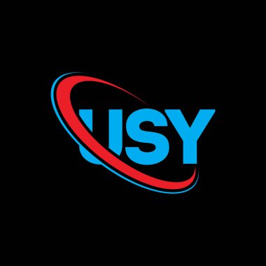 USY logosu. USY mektup. USY harf logosu tasarımı. Çember ve büyük harfli monogram logosuna bağlı USY logosu. Teknoloji, iş ve emlak markası için USY tipografisi.