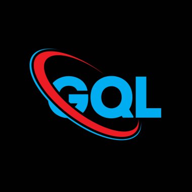 GQL logosu. GQL harfi. GQL harf logosu tasarımı. Çember ve büyük harfli monogram logosuyla birleştirilmiş GQL logosu. Teknoloji, iş ve emlak markası için GQL tipografisi.
